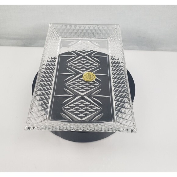 Cristal D'Arques France 24% Lead Crystal Glass Diamond Point Cut Dish Rectangle - Picture 6 of 10